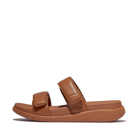 FitFlop F-Mode Go Adjustable Flatform Two Bar Slides Deep Tan