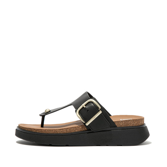 Fitflop Gen-FF Buckle Leather Toe Post Sandal Black