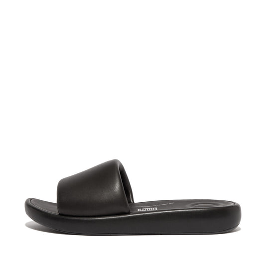 FitFlop iQushion D-Luxe Padded Leather Slides Black