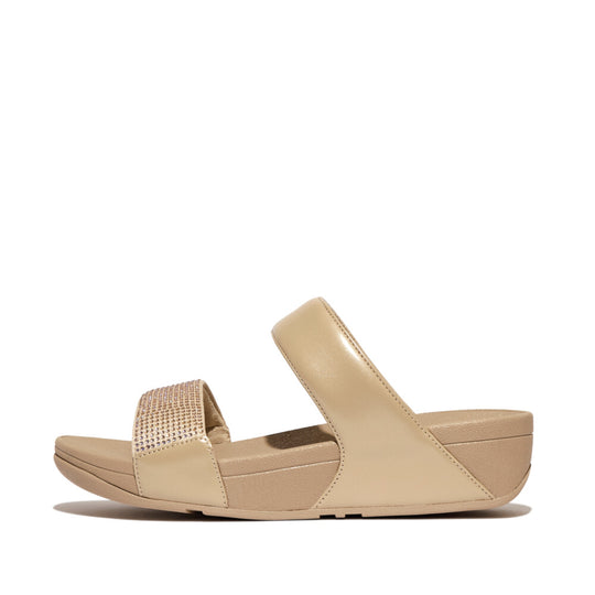 Fitflop Lulu Crystal Embellished Slides Latte Beige