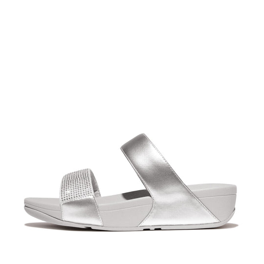 Fitflop Lulu Crystal Embellished Slides Silver