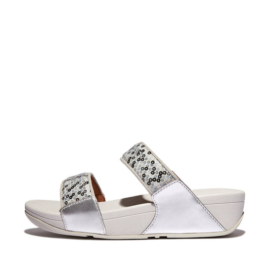FitFlop Lulu Sequined Slides Silver