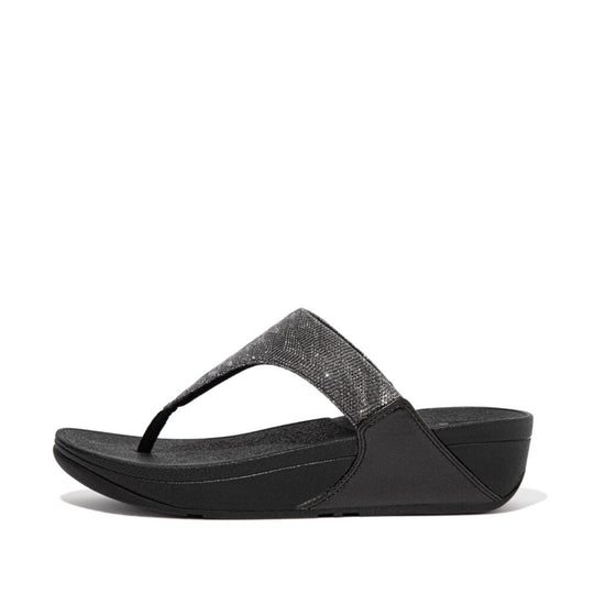 FitFlop Lulu Glitz Toe Post Sandals All Black