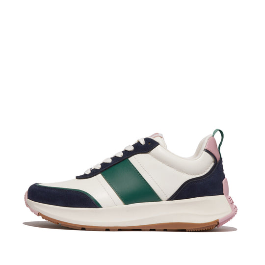 FitFlop F-Mode Flow Leather/Suede Flatform Sneaker Midnight Navy Mix