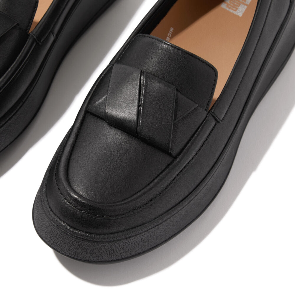 FitFlop F-mode Folded-Leather Flatform Loafers Black – FitFlop Australia