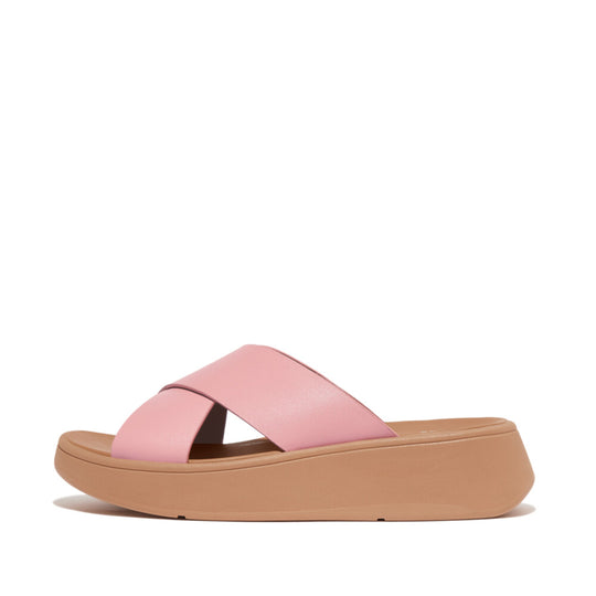 FitFlop F-Mode Leather Flatform Cross Slide Blush
