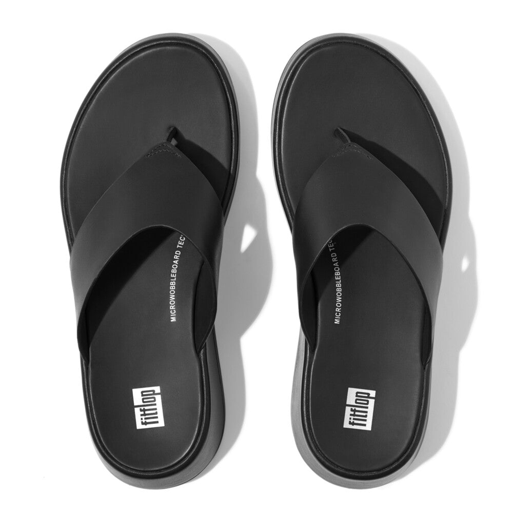 FitFlop F-mode Leather Flatform Black Toe Post Sandals V1 – FitFlop ...