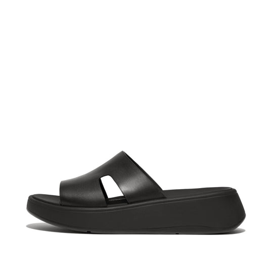 Fitflop F-Mode Raw Edge Flatform H-Bar Slides Black