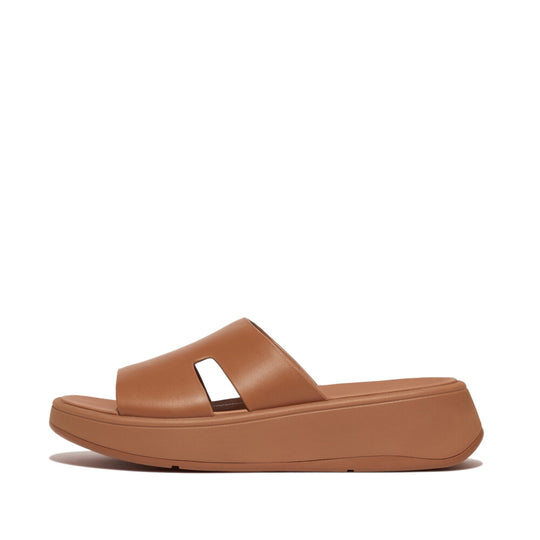 Fitflop F-Mode Raw Edge Flatform H-Bar Slides Light Tan