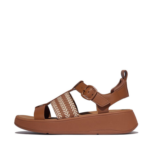 FitFlop F-Mode V-Weave Leather Fisherman Sandal Deep Tan