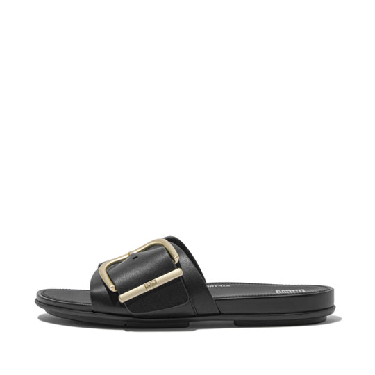 Fitflop Gracie Maxi Buckle Leather Slides Black