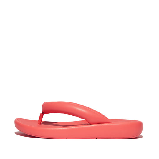 FitFlop iQushion D-Luxe Padded Leather Flip Flops Rosy Coral