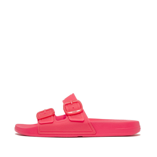 FitFlop iQushion Translucent Two Bar Buckle Slides Pink