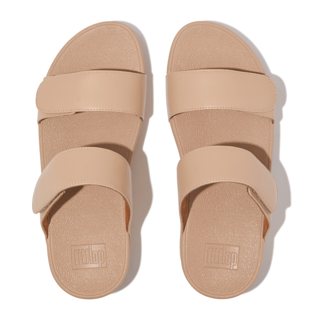 Fitflop Lulu Leather Velcro Adjustable Slide Beige – FitFlop Australia