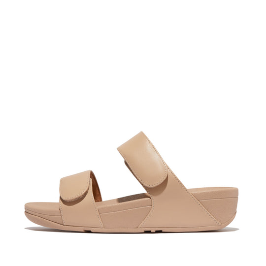 Fitflop Lulu Leather Velcro Adjustable Slide Beige