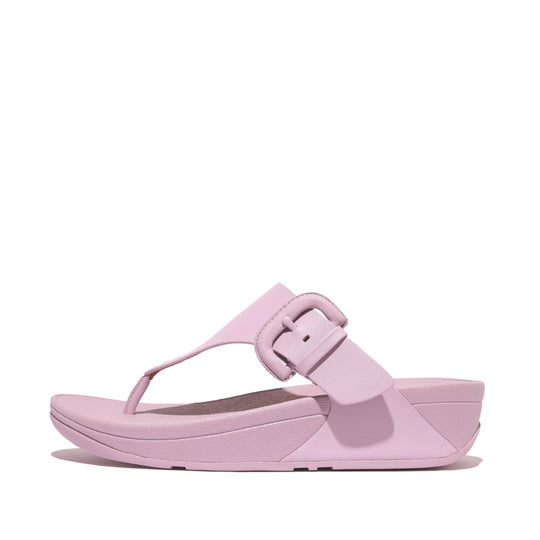 FitFlop Lulu Covered Buckle Raw Edge Leather Toe Thong Wild Lilac