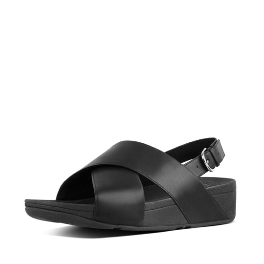FitFlop Lulu Leather Cross Back Strap Sandals Black