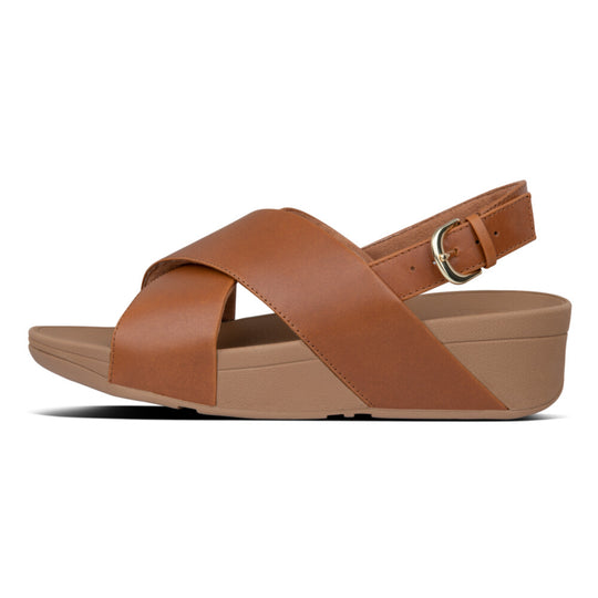 FitFlop Lulu Leather Cross Back Strap Sandals Light Tan