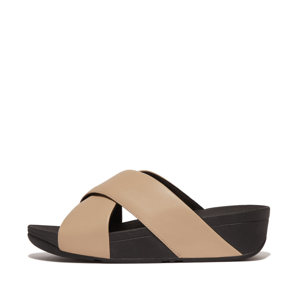 Lulu Cross Slide Leather Latte Beige Sandal – FitFlop Australia