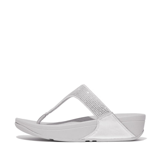 Fitflop Lulu Crystal Embelished Toe Post Silver