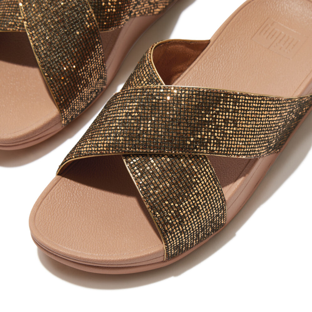 【新品・未使用】FitFlop Lulu Glitz Slides ゴールド Fitflop Lulu Glitterball Cross Slide Gold – FitFlop Australia