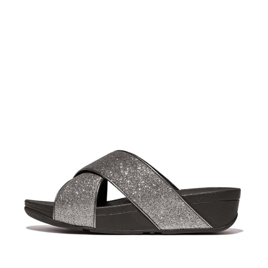 Fitflop Lulu Glitterdust Cross Slides Pewter