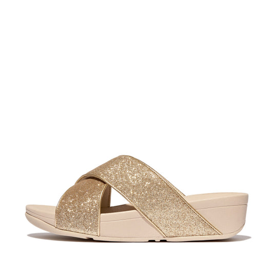 Fitflop Lulu Glitterdust Cross Slides Platino