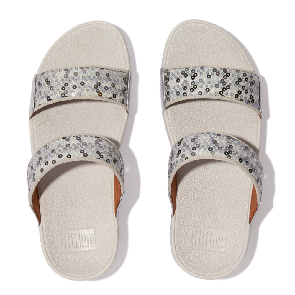 FitFlop Lulu Sequined Slides Silver – FitFlop Australia