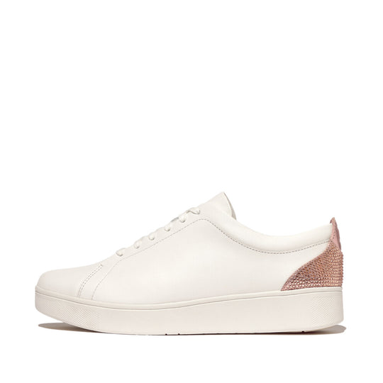 Fitflop Rally Crystal Blush Backtab Leather Sneaker White