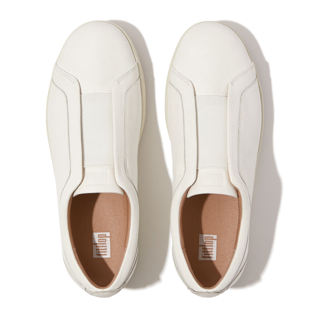FitFlop Rally Elastic Tumbled-Leather Slip-On Sneakers White – FitFlop ...