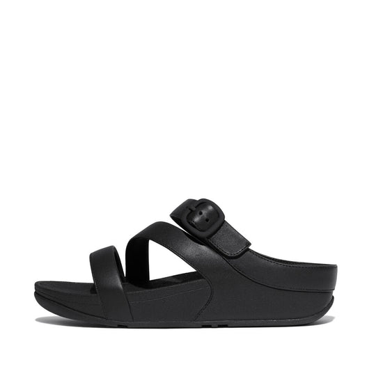 FitFlop Skinny II Z Strap Leather Slide Black
