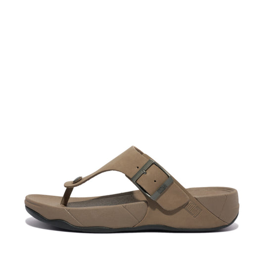 FitFlop Trakk II Mens Buckle Leather Toe Post Sandals Grey