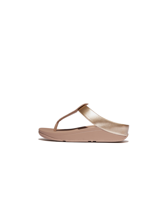 FitFlop Fino Crystal Detail Metallic Toe Post Sandal Latte Beige