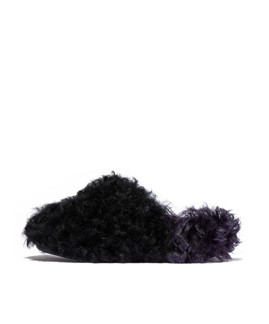FitFlop Shuv x Roksanda Curly Faux Fur Clogs Black Ink