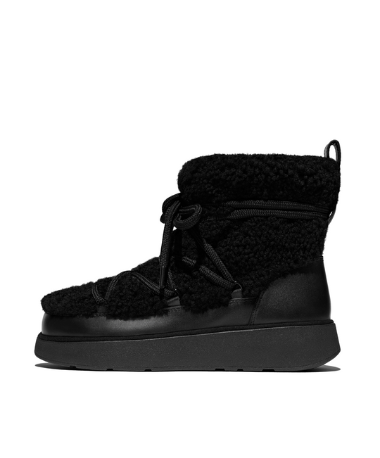 FitFlop Gen FF x Roksanda Curly Shearling Lace Ankle Boots Black