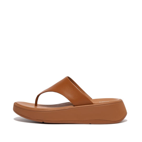 FitFlop F-mode Leather Flatform Toe Post Brown