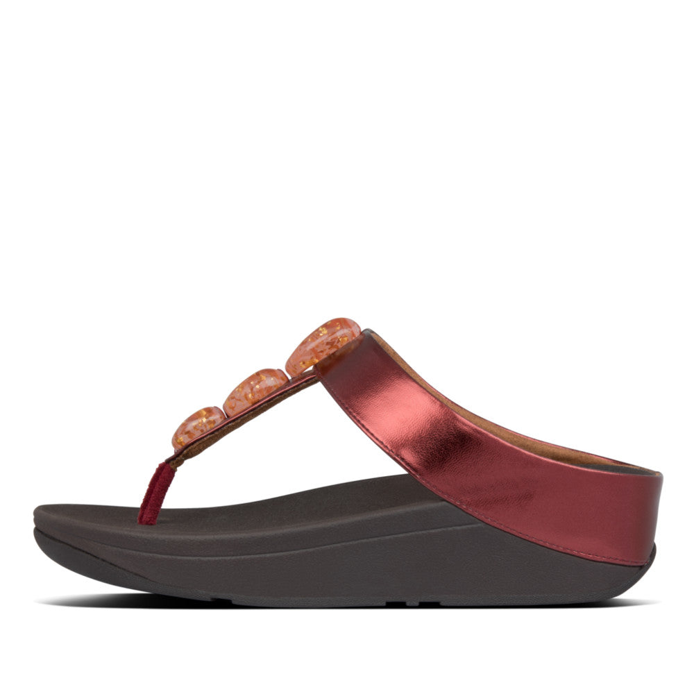 FitFlop Metallic Fleck Stone Toe Post Red