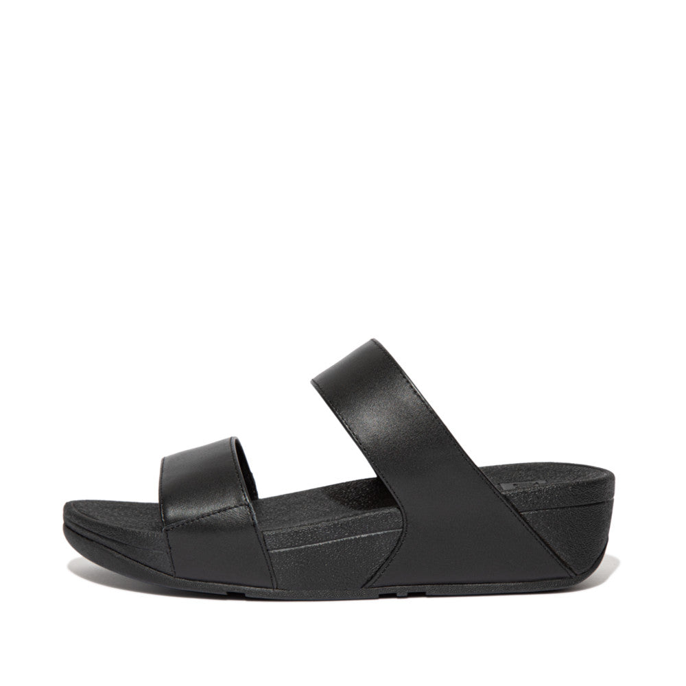 FitFlop Lulu Leather Slides Black FitFlop Australia