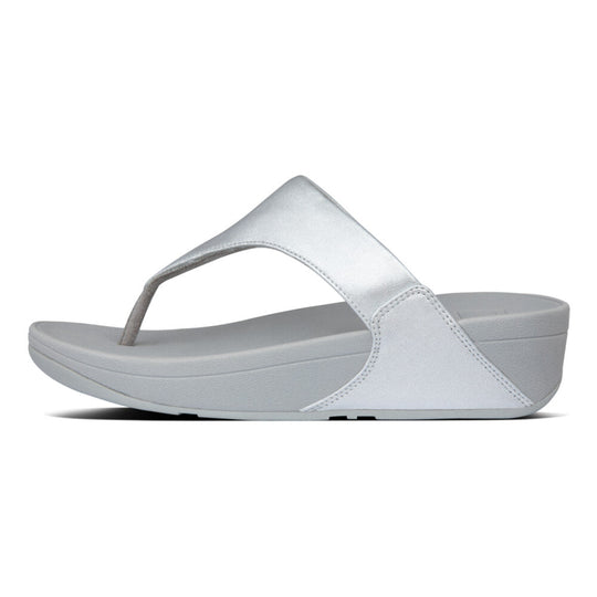 FitFlop Lulu Leather Toe Post Sandals Silver
